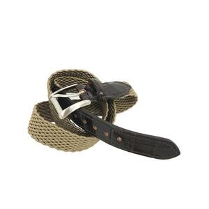Crookhorn Braid Web Belt Silver Buckle Size 38
